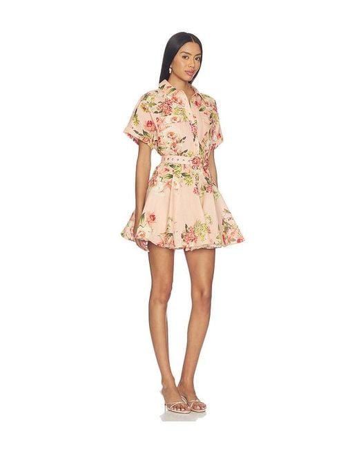 Hemant & Nandita Natural Short Dress With Buckle Belt