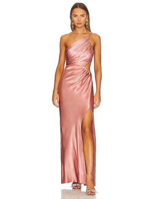 Shona Joy Orange La Lune Asymmetrical Gathered Maxi Dress