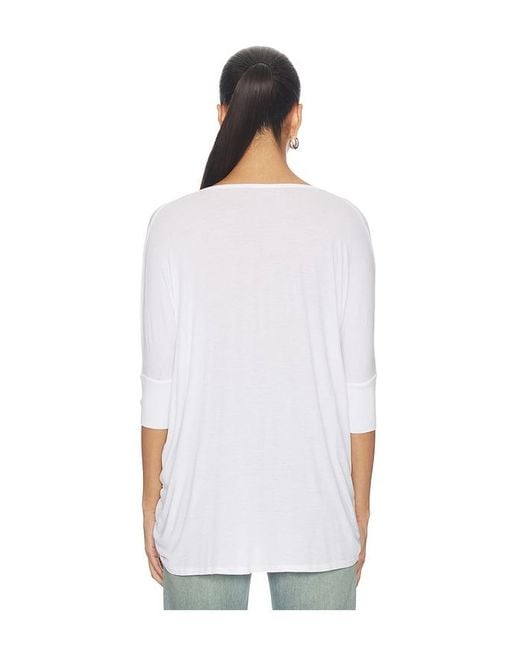 Michael Lauren White Dylan 3/4 Sleeved Draped V-Neck