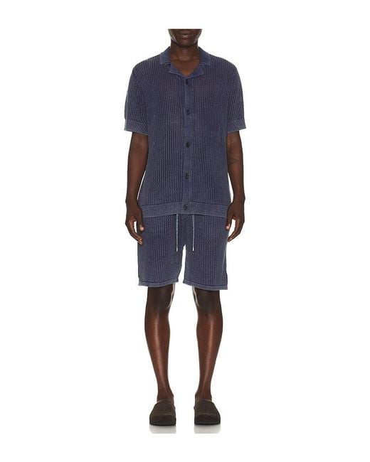 Central Park West Blue Henry Snow Wash Short for men