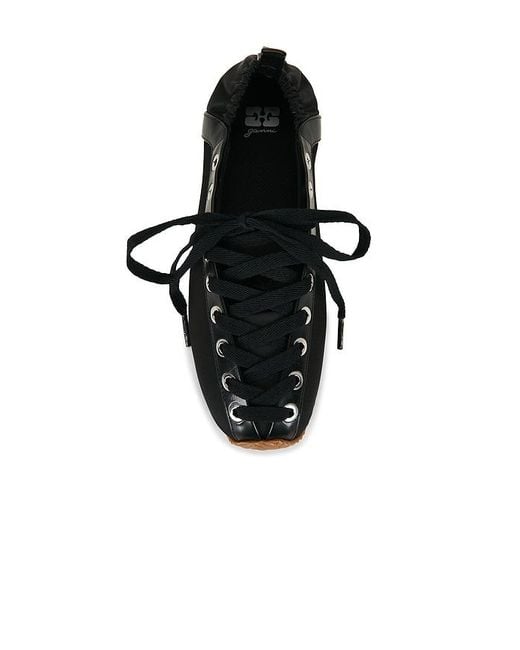 Ganni Black Lace Up Sporty Ballerina Sneaker