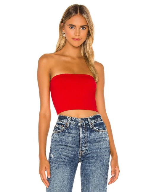 Susana Monaco Synthetic Strapless Crop Top in Red | Lyst