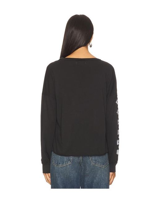 Lauren Moshi Black Luella Long Sleeve Drop Shoulder Tee