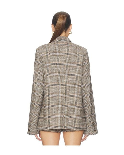 GUIZIO Brown Oversized Tartan Blazer