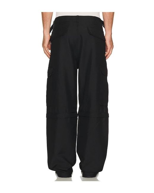 vowels Black Zip Off Cargo Pants for men