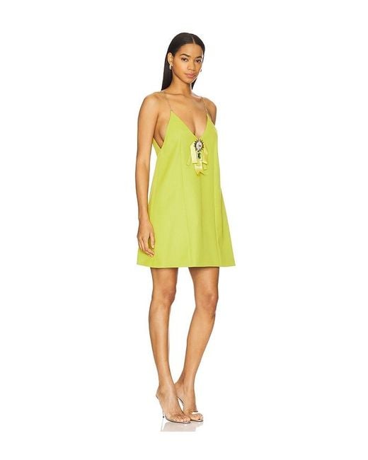 Area Yellow Crystal Embellished Bow Mini Dress