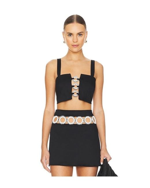 MY BEACHY SIDE Black Square Neck Crop Top