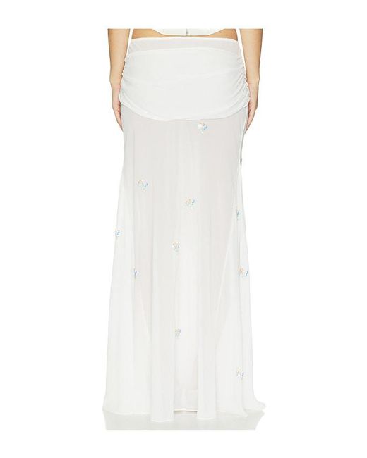 Anna October White Oriana Maxi Skirt With Embroidery