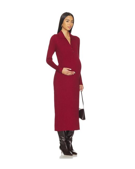 HATCH Red The Averie Polo Rib Sweater Dress