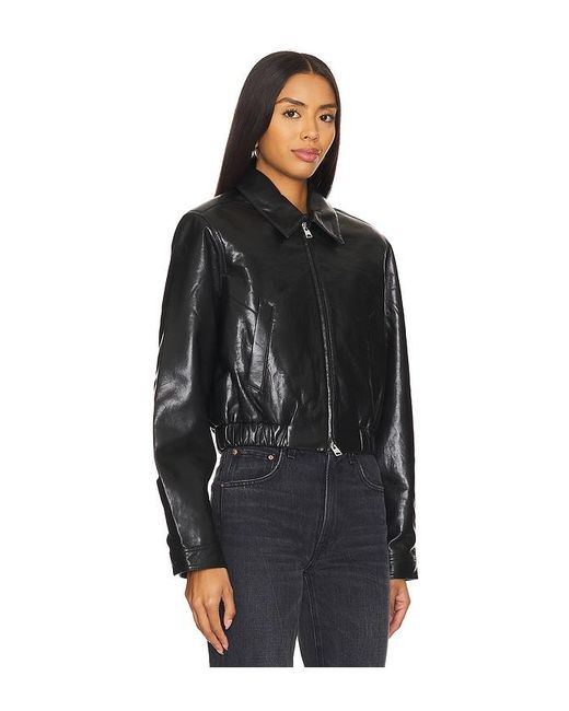 Agolde Black Cropped Leather Moto Jacket