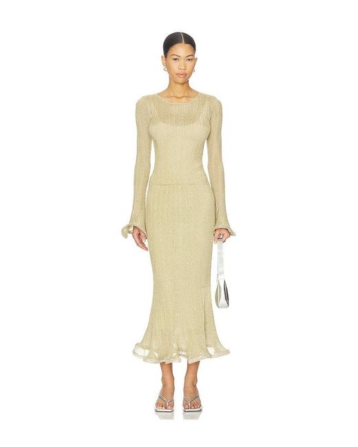 Jonathan Simkhai Natural Maebry Long Sleeve Crewneck Top