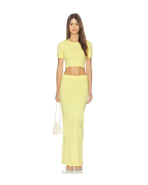 ALL THE WAYS Yellow Keeva Knit Maxi Skirt Set
