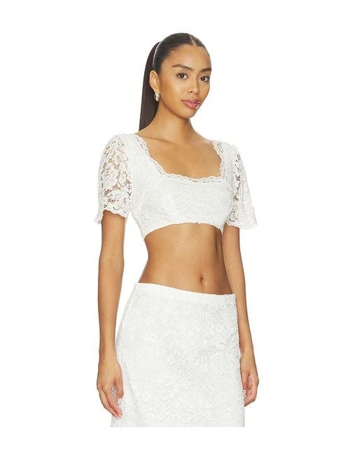 Frankie's Bikinis White X Paige Lorenze Honeymoon Lace Blouse