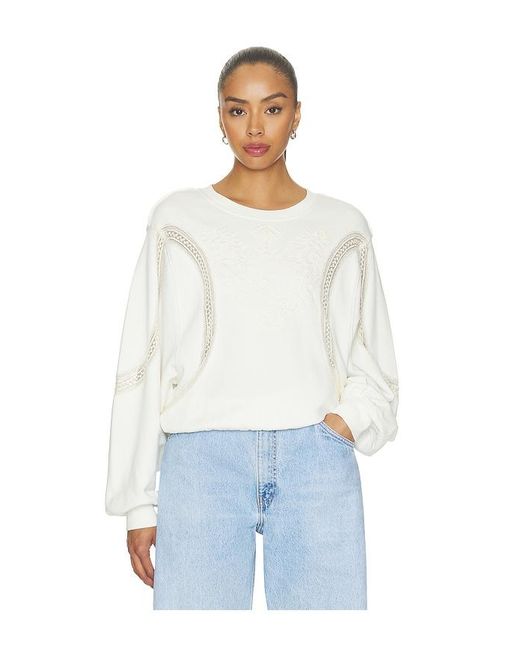 Free People White Love Lace Sweatshirt