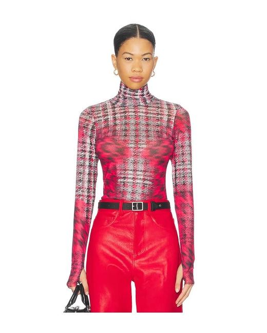 AFRM Red Zadie Long Sleeve Top