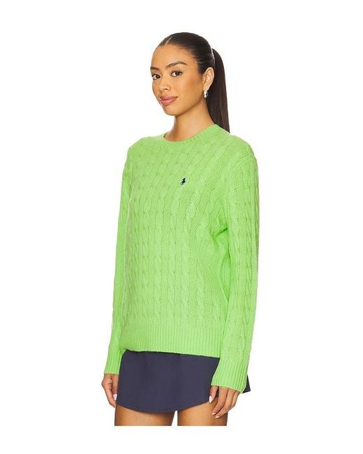 Polo Ralph Lauren Green Cable Wool Cashmere Crewneck Sweater