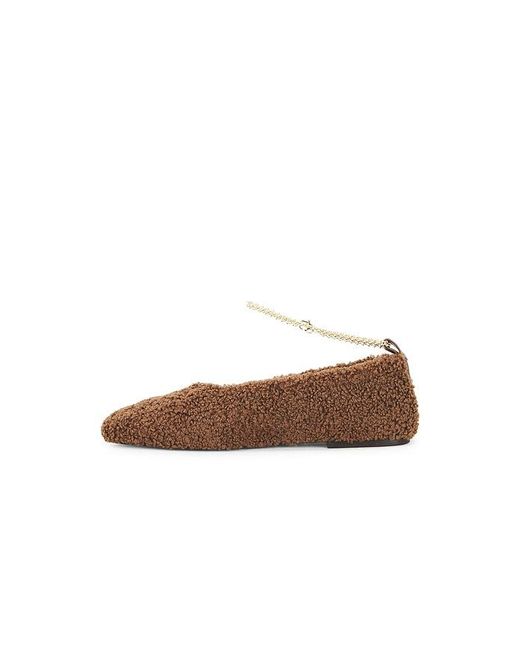 MARIA LUCA Brown Augusta Teddy Ballet Flat