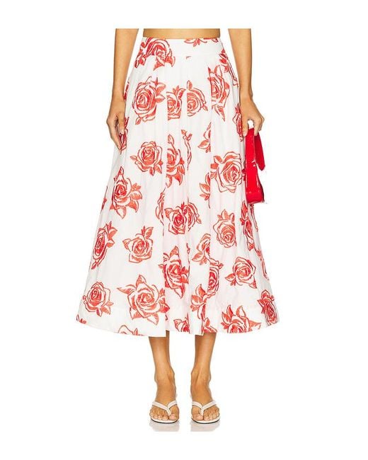 Falda Midi Juliet En Color Rojo Talla En MILLY de color Red