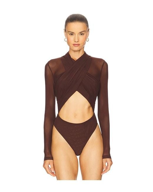 Bardot Aliyah ラップボディスーツ Brown