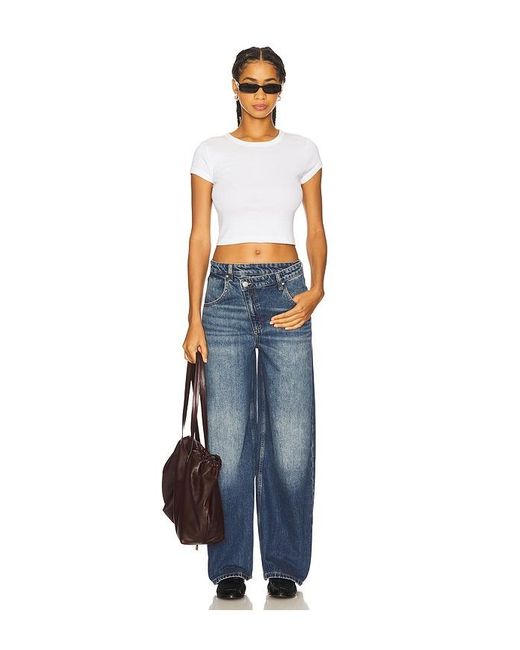 seventy + mochi Blue Cross Over Lia Wide Leg Jeans