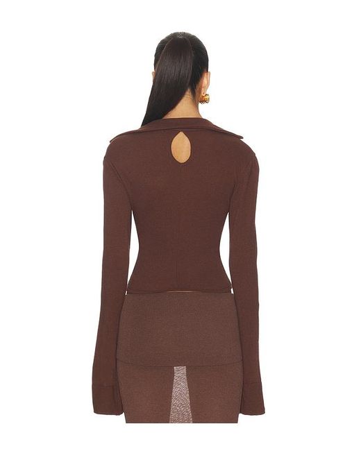 DI PETSA Brown La Davina Knit Long Sleeve Top