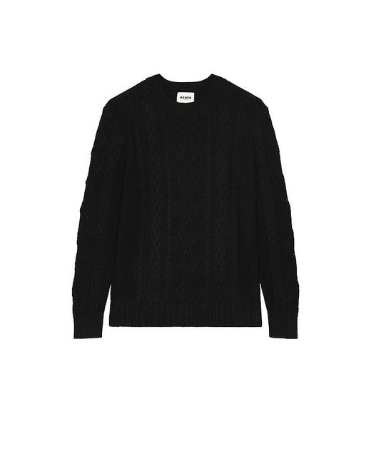 Asher Black Andre Cable Knit Sweater for men
