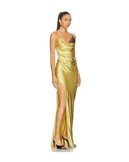 The Sei Metallic Lace Inset Cowl Gown