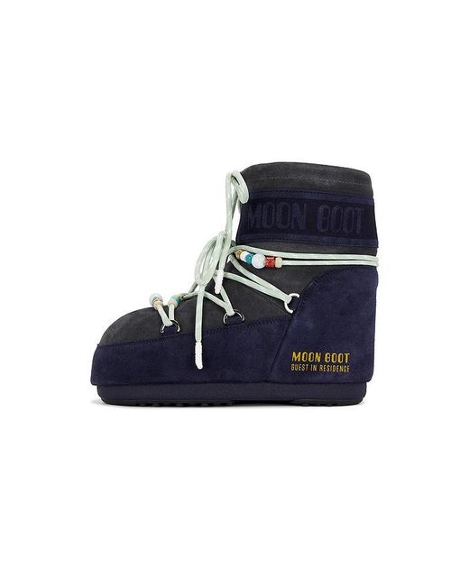 Moon Boot Blue Boot Low Suede Beads