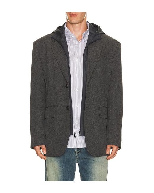 we11done Black Hood Detachable Blazer for men