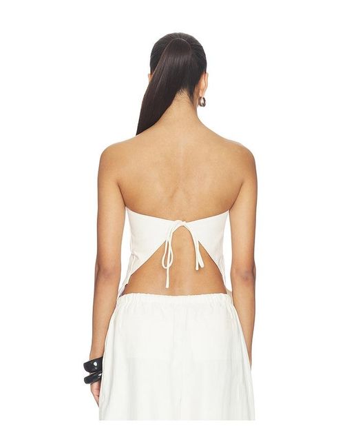 St. Agni White Strapless Rouleau Tie Top