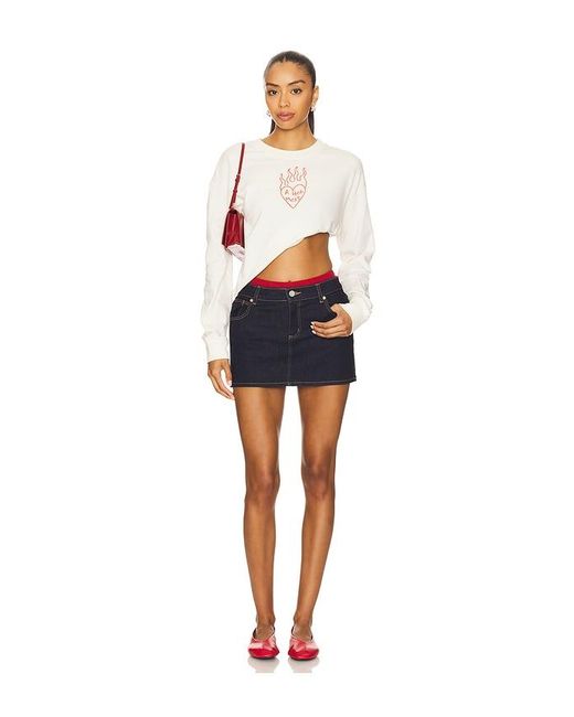 Junk Food White A Hot Mess Kickoff Crop Crew Sweatshirt