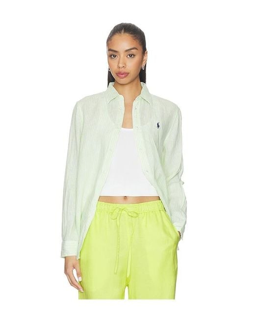 Polo Ralph Lauren White Linen Long Sleeve Sport Shirt