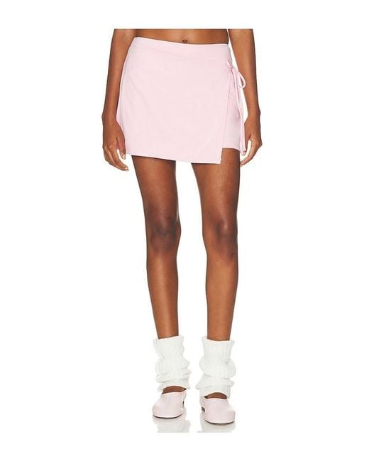 Runaway the Label Pink Katia Wrap Side Tie Skort