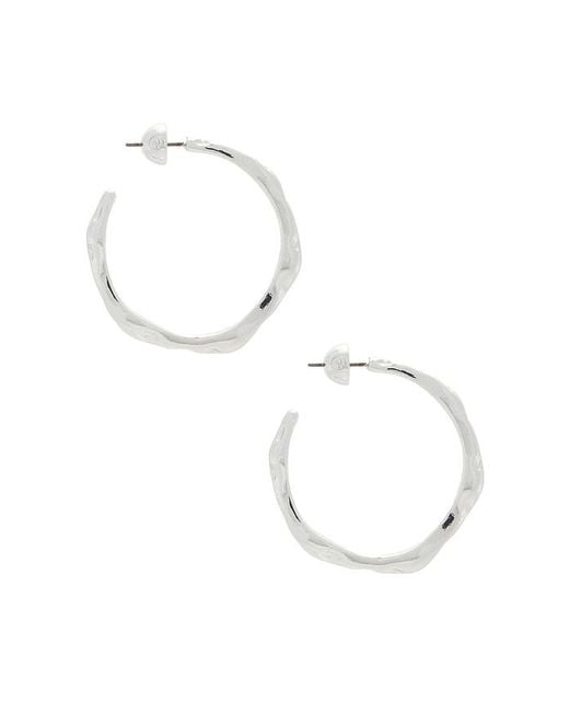 Ettika White Classical Wave Hoops