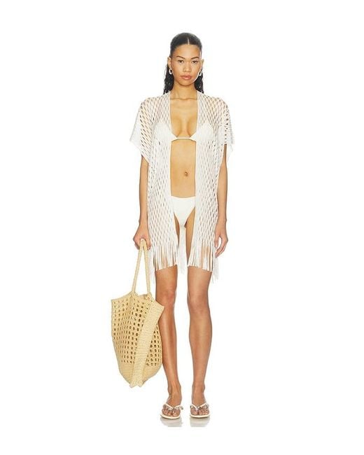 Luli Fama White Caught Up Short Caftan