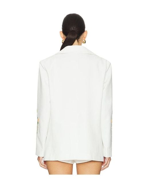 La Fuori White Summer Bloom Embellished Jacket