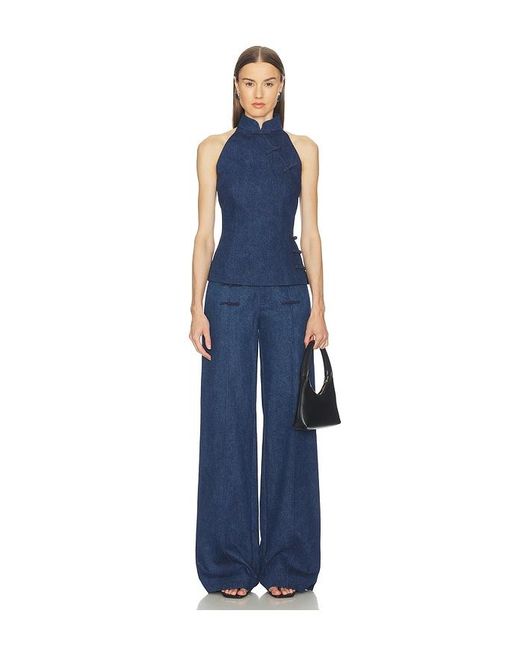 SAU LEE Blue Ezra Denim Top