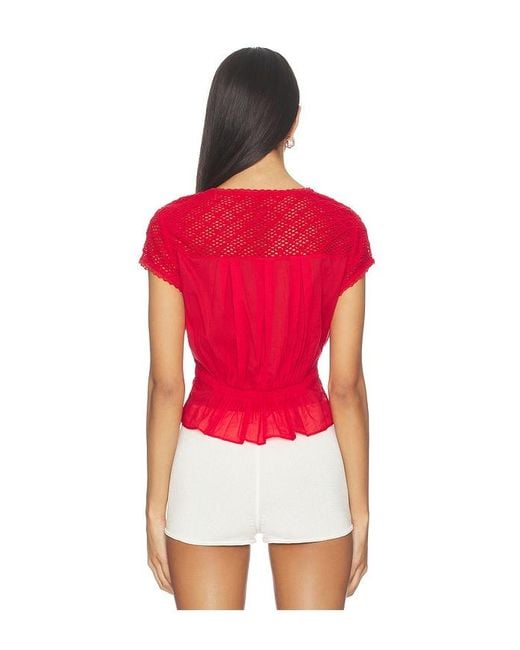 Free People Glimmer Embroidered Top