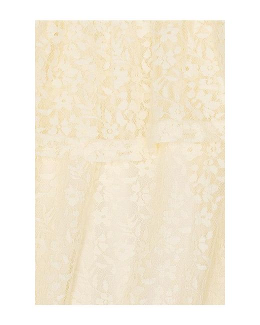 MORE TO COME Natural Libbie Off Shoulder Mini Dress