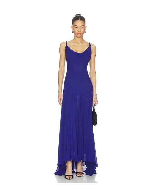 Alice + Olivia Purple Sarika Twist Strap Hi Low Seamed Slip Dress