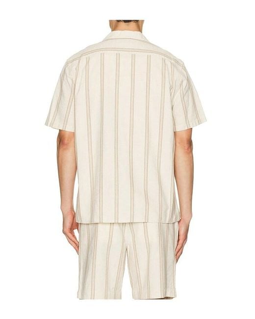 Vince Natural Cove Stripe Short Sleeve Cabana Shirt for men