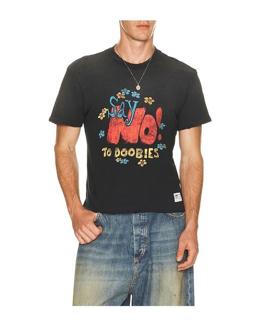 NAHMIAS Black Say No Open Hem Fitted Tee for men