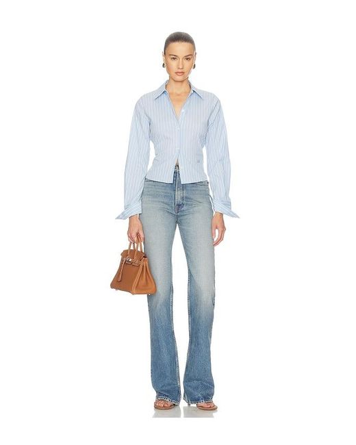 Helsa Blue Stripe Poplin Fitted Shirt