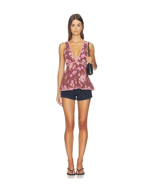 Free People Red Rome Printed Tank