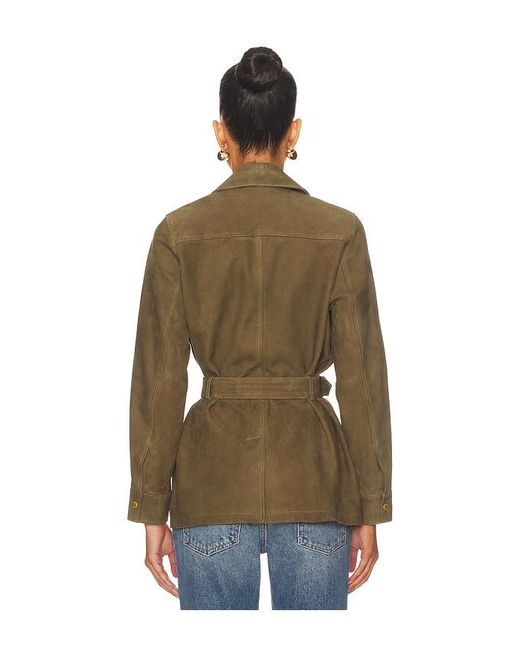 L'Agence Green Ishani Belted Suede Jacket
