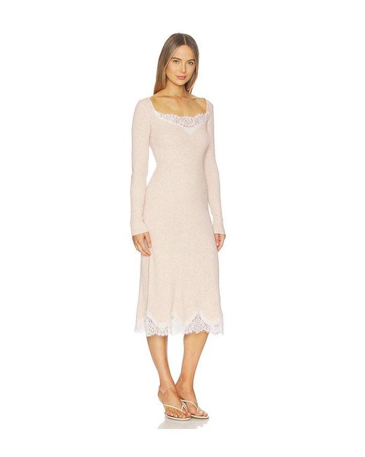 L'academie White Ariadne Knit Lace Detail Dress