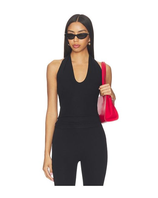 Leset Black Lauren Halter Top