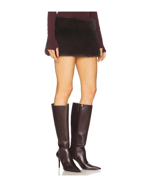 Lamarque Black Arcila Faux Fur Skirt