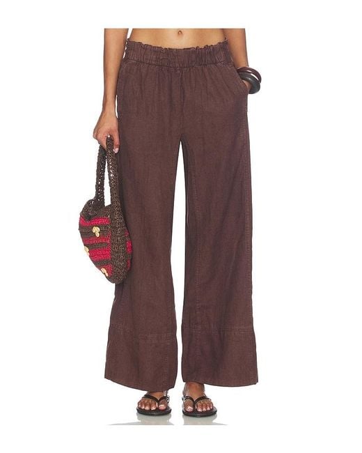 Free People Brown Days End Linen Pull On