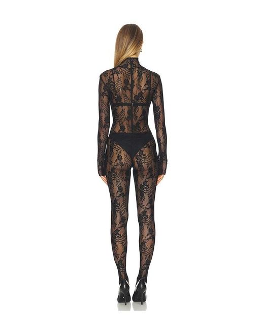 Norma Kamali Black Long Sleeve Slim Fit Turtleneck Catsuit